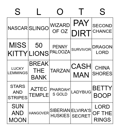 Casino Bingo Card