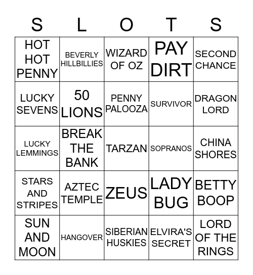 Casino Bingo Card