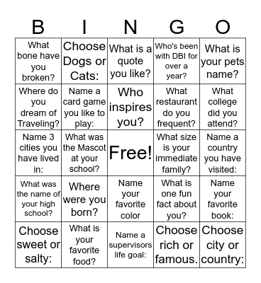 Get To Know Your Neighbors Bingo Card