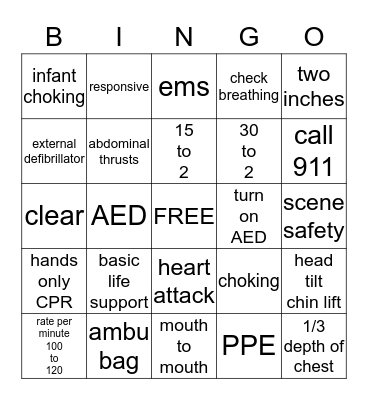 CPR BINGO Card