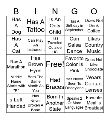 Cintas Spirit Day - Find Someone Who Bingo Card