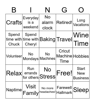 Lynda's Retired! Bingo Card