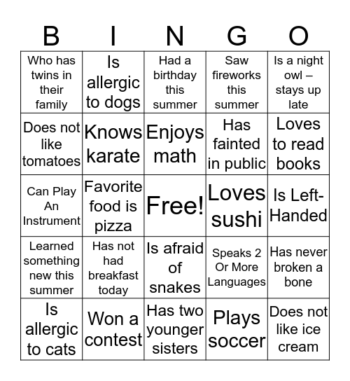 Cintas Spirit Day - Find Someone Who Bingo Card