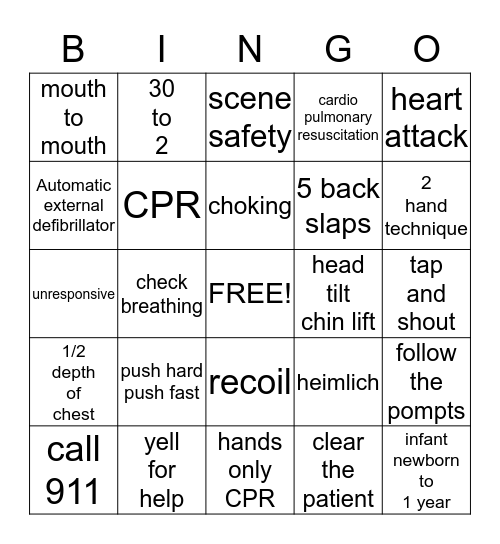 CPR BINGO Card