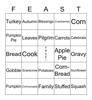 Thanksgiving BINGO Card