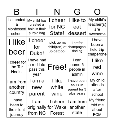 Back to School Social Bingo! Bingo Card