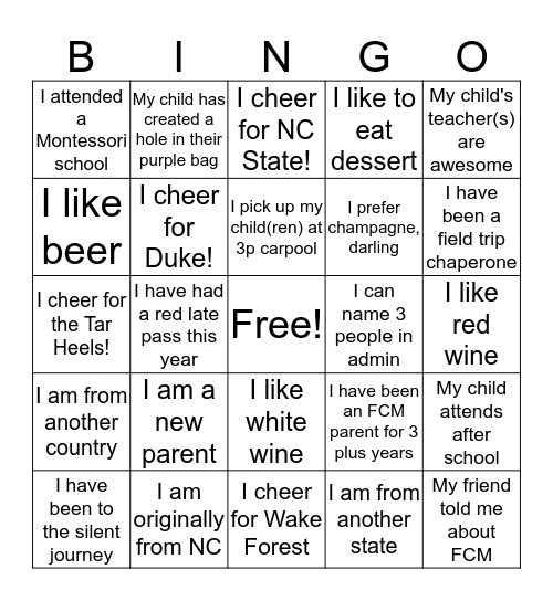 Back to School Social Bingo! Bingo Card