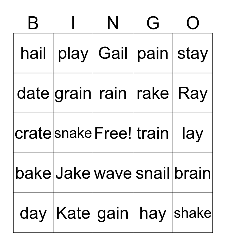 long-a-words-bingo-card