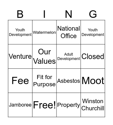National Council Bingo Card