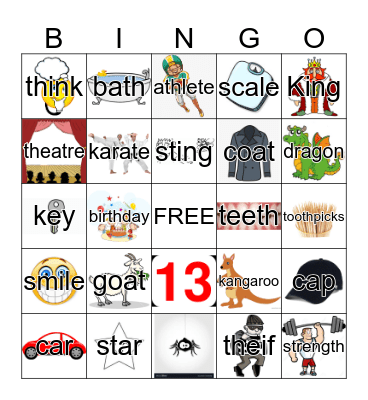 K, G, TH, S- BINGO Card