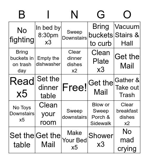 Landrum Bingo Card