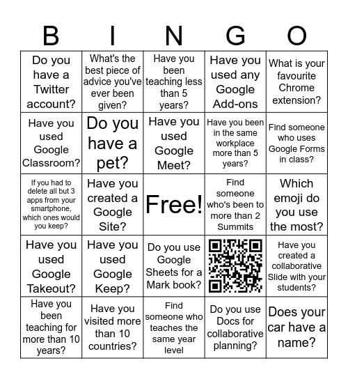 GEG Meetup Bingo Card