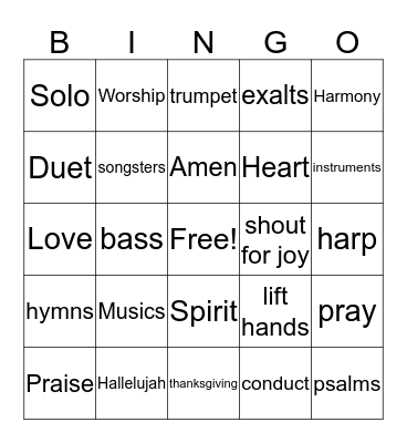 Praise the Lord Bingo Card