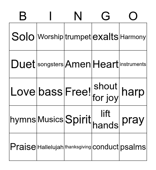 Praise the Lord Bingo Card