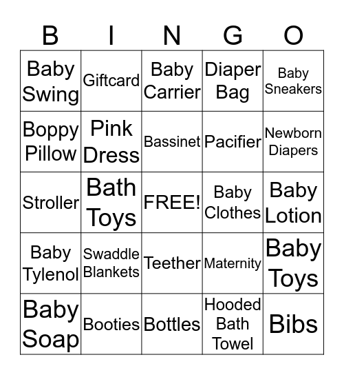 Shayne’s Baby Shower 2018 Bingo Card