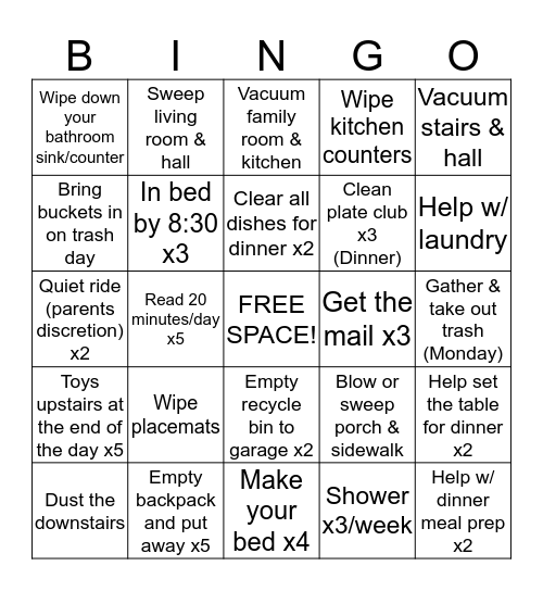Landrum Bingo Card