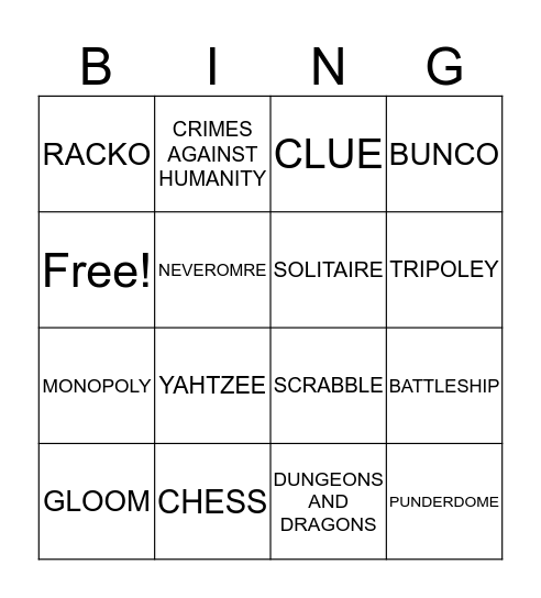 FOR THE LOVE OF GAMES Bingo Card