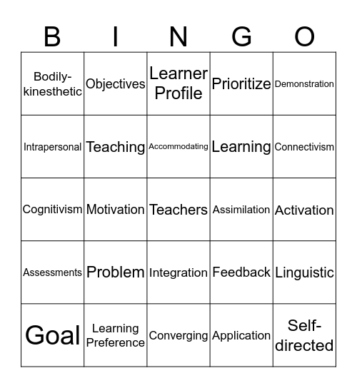 Foundational Principles -  Bingo Card