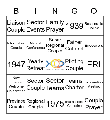 Teams of Our Lady Bingo Card