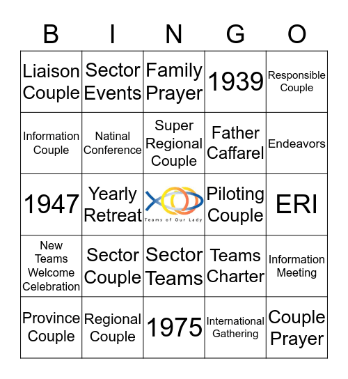Teams of Our Lady Bingo Card
