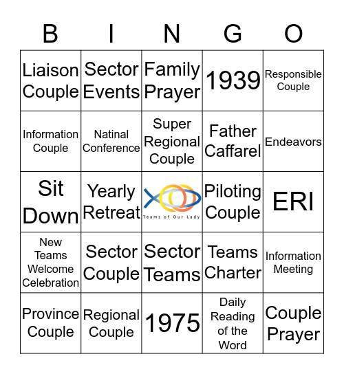 Teams of Our Lady Bingo Card