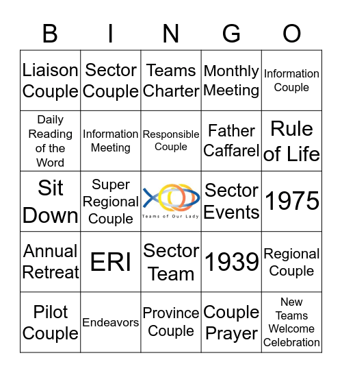 Teams of Our Lady Bingo Card