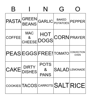 SOUP KITCHEN BINGO Card