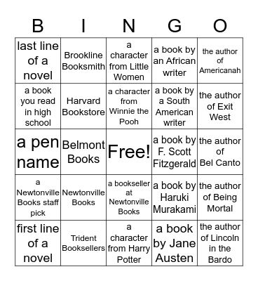 Bookish Bingo Card