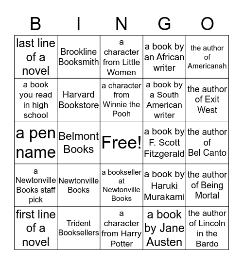 Bookish Bingo Card