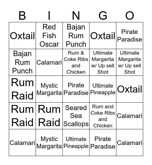 RumToberFest  Bingo Card