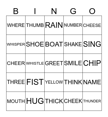 WORD BINGO Card