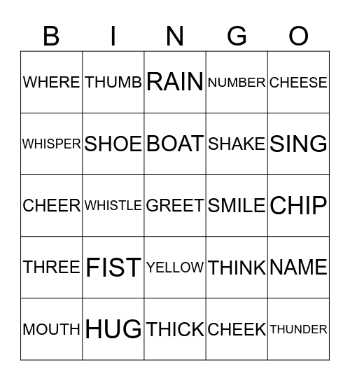 WORD BINGO Card