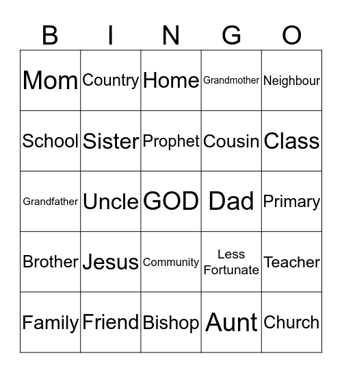 Who Can We Serve? Bingo Card