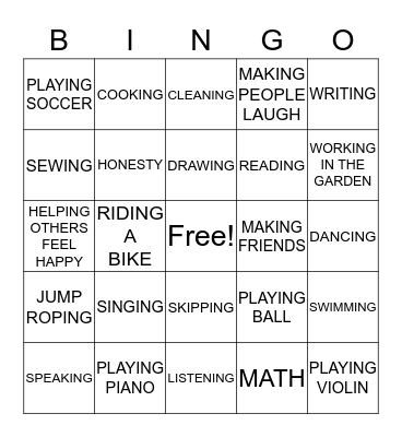 TALENT BINGO Card