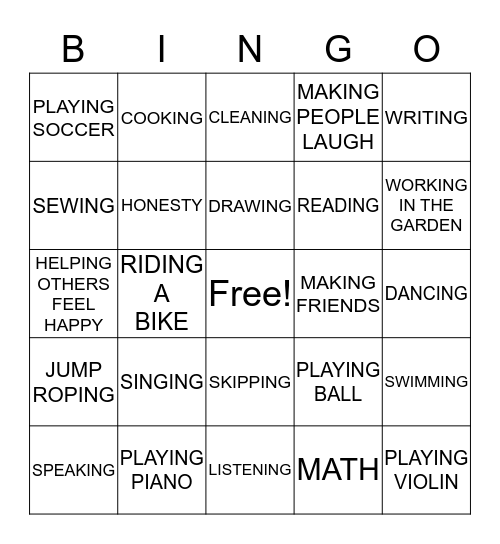 TALENT BINGO Card