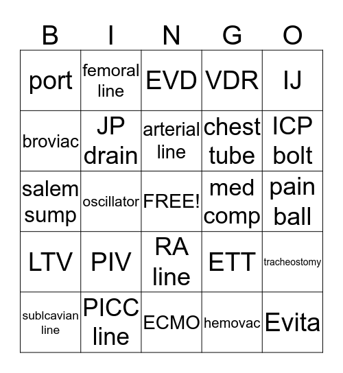 Monitors, Lines, and Tubes Bingo Card