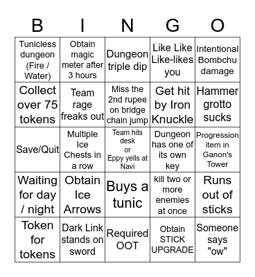 Ocarina of Time Randomizer Bingo Card