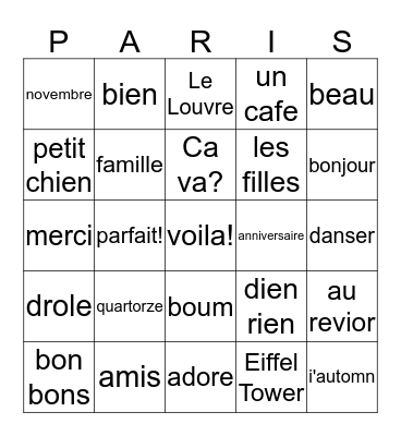 Zoey's Birthday Party Bingo Card