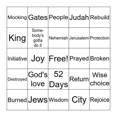 Working for God Bingo Card