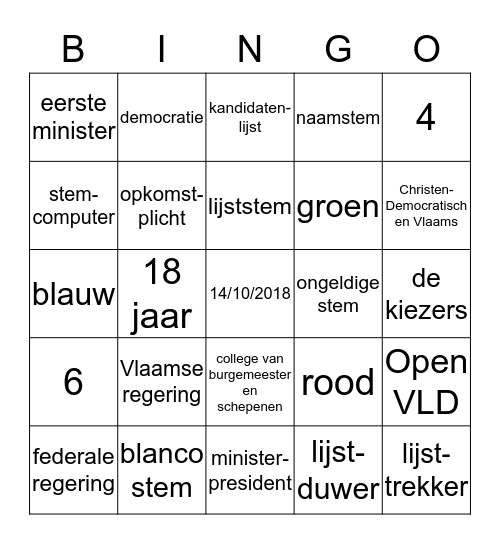 VERKIEZINGEN  BINGO Card