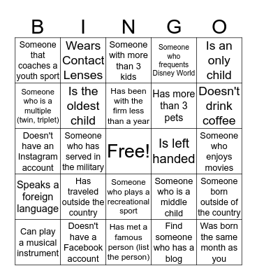 Team Bingo Card