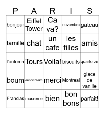 Zoey's Birthday Party  Bingo Card