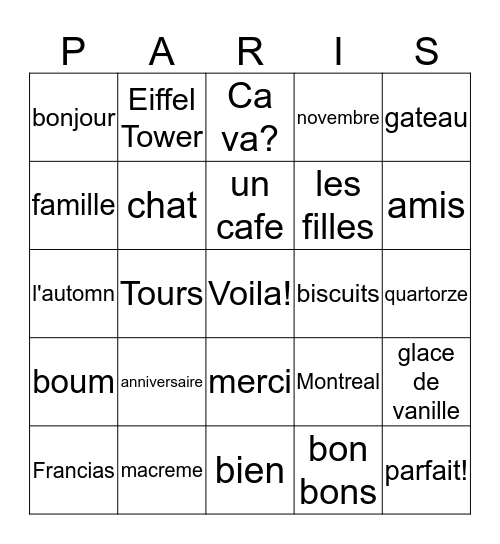 Zoey's Birthday Party  Bingo Card