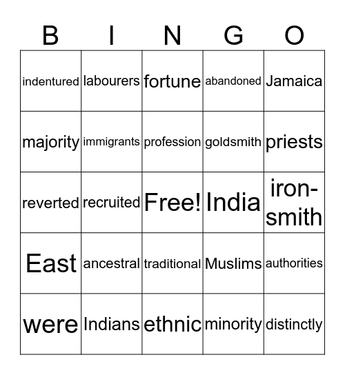 Culture and Heritage Bingo Card