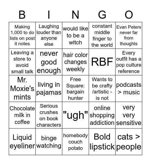 Bridget Bingo Card