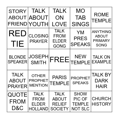 GENERAL CONFERENCE BINGO Card
