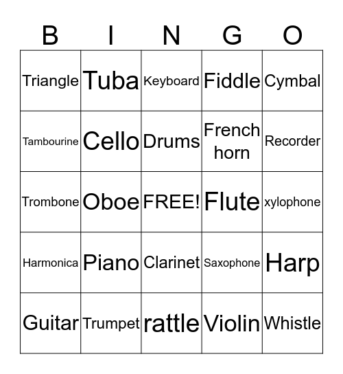 What instrument is this? Bingo Card