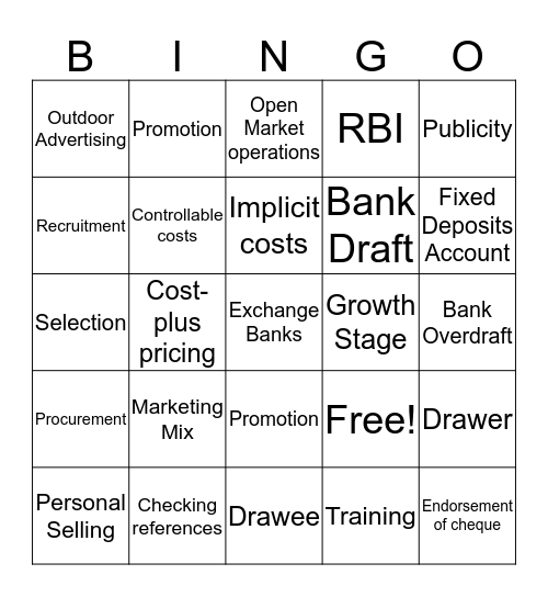 Commercial Applications Bingo Card