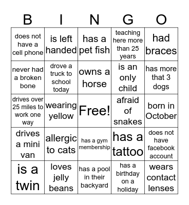FISH Bingo Card