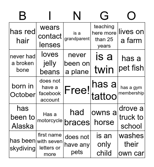 FISH Bingo Card